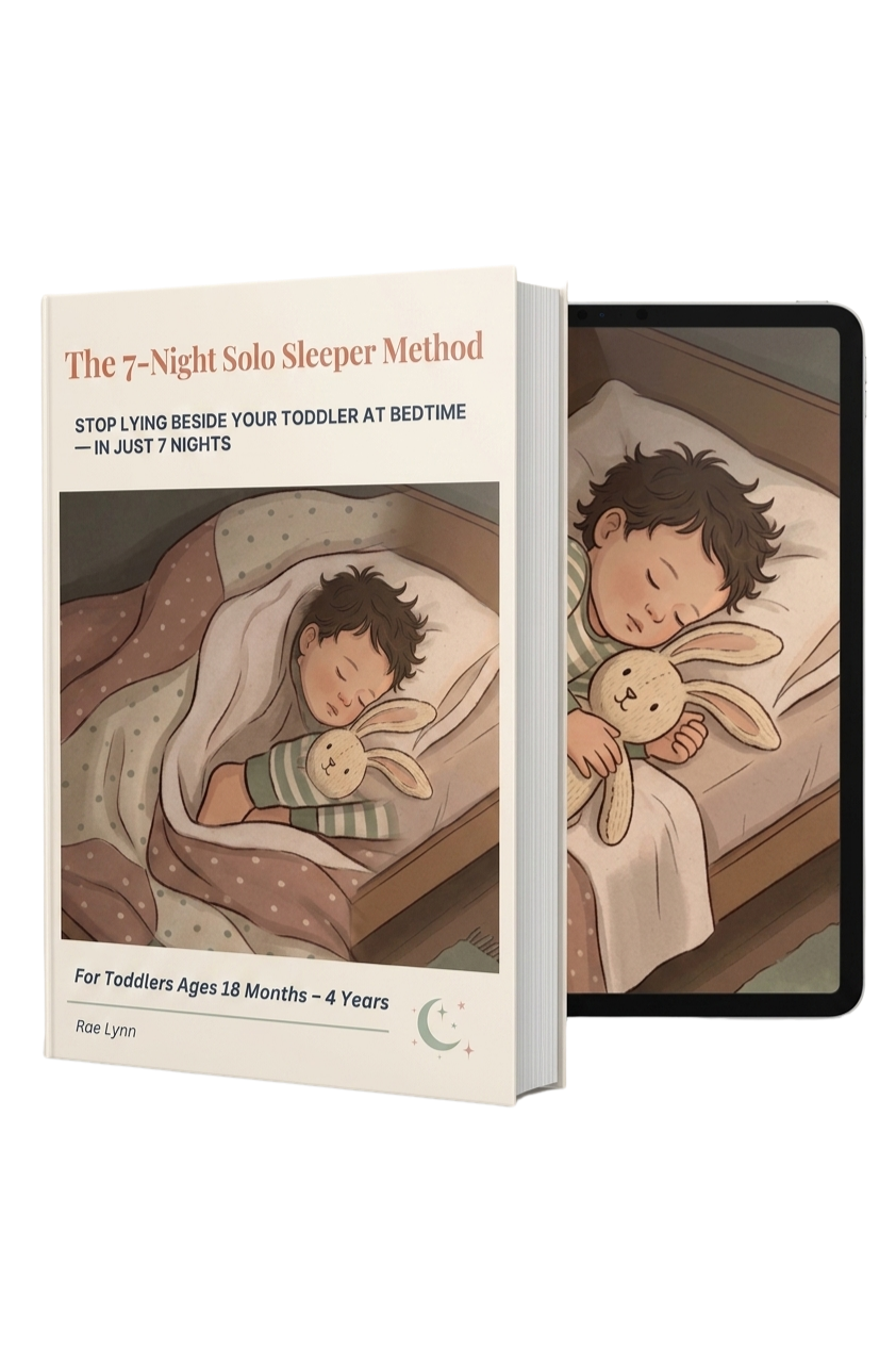 The 7-Night Solo Sleeper Method ebook on a tablet beside a hardcover book